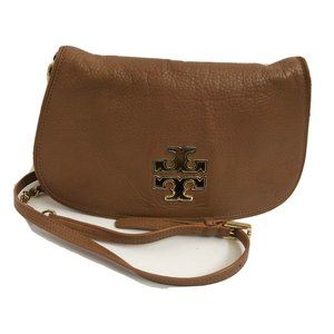 Tory Burch Cross Body Handbag Leather Camel Purse Clutch